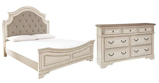 Realyn California King Upholstered Panel Bed with Dresser Furniture Mart -  online today or in-store at our location in Duluth, Ga. Furniture Mart Georgia. View our lowest price today. Shop Now. 