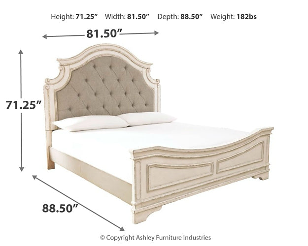 Realyn King Upholstered Panel Bed with Mirrored Dresser Furniture Mart -  online today or in-store at our location in Duluth, Ga. Furniture Mart Georgia. View our lowest price today. Shop Now. 