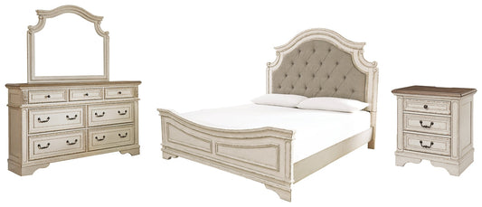 Realyn King Upholstered Panel Bed with Mirrored Dresser and Nightstand Furniture Mart -  online today or in-store at our location in Duluth, Ga. Furniture Mart Georgia. View our lowest price today. Shop Now. 