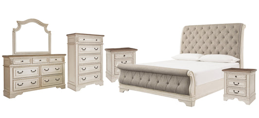 Realyn Queen Sleigh Bed with Mirrored Dresser, Chest and 2 Nightstands Furniture Mart -  online today or in-store at our location in Duluth, Ga. Furniture Mart Georgia. View our lowest price today. Shop Now. 