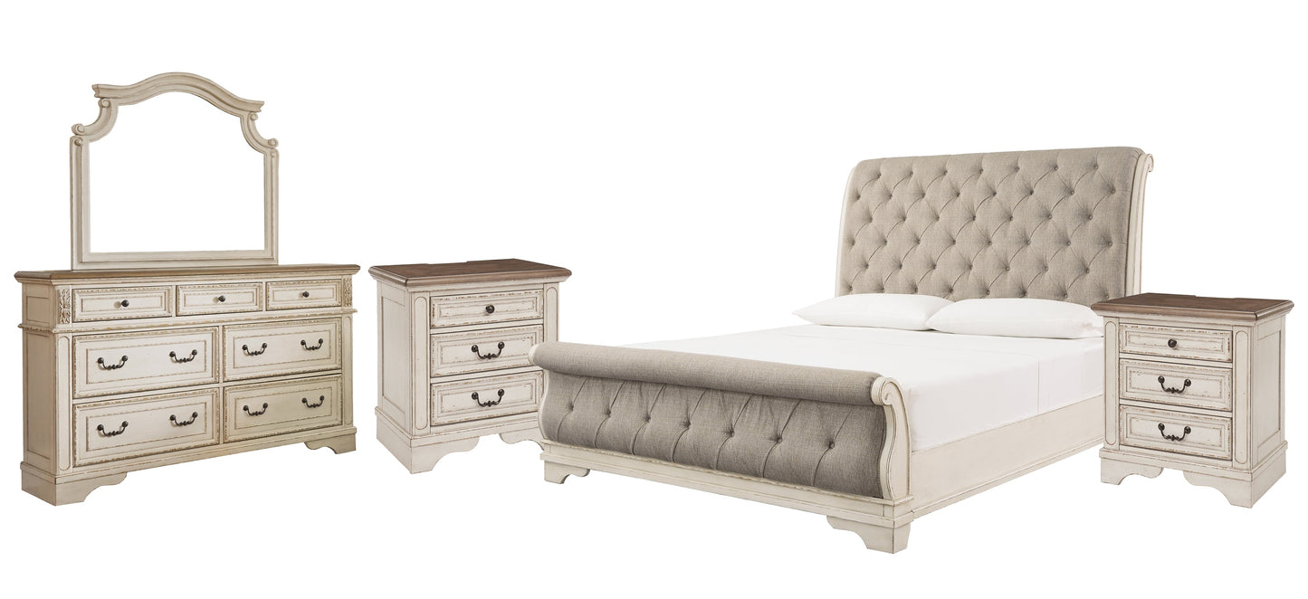 Realyn Queen Sleigh Bed with Mirrored Dresser and 2 Nightstands Furniture Mart -  online today or in-store at our location in Duluth, Ga. Furniture Mart Georgia. View our lowest price today. Shop Now. 