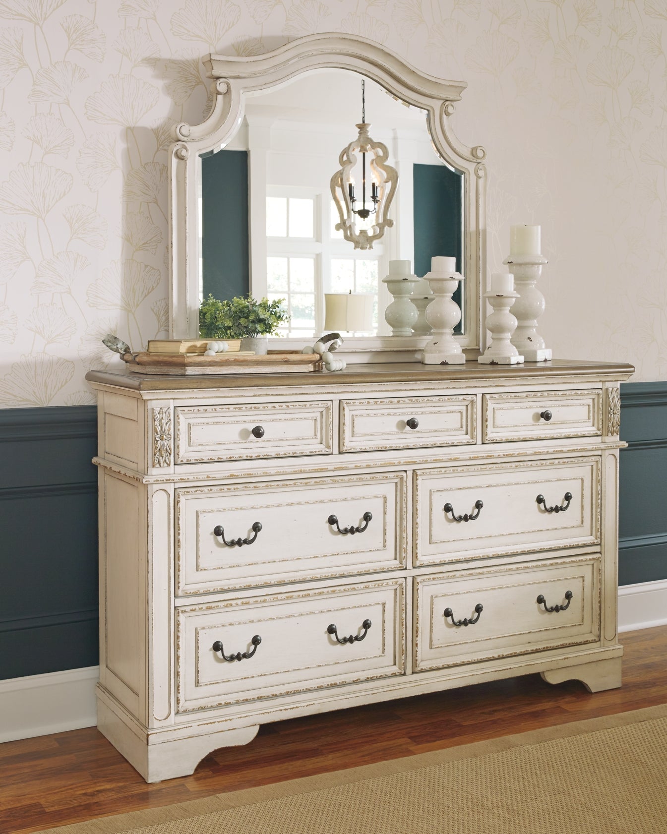Realyn Queen Upholstered Panel Bed with Mirrored Dresser and Chest Furniture Mart -  online today or in-store at our location in Duluth, Ga. Furniture Mart Georgia. View our lowest price today. Shop Now. 