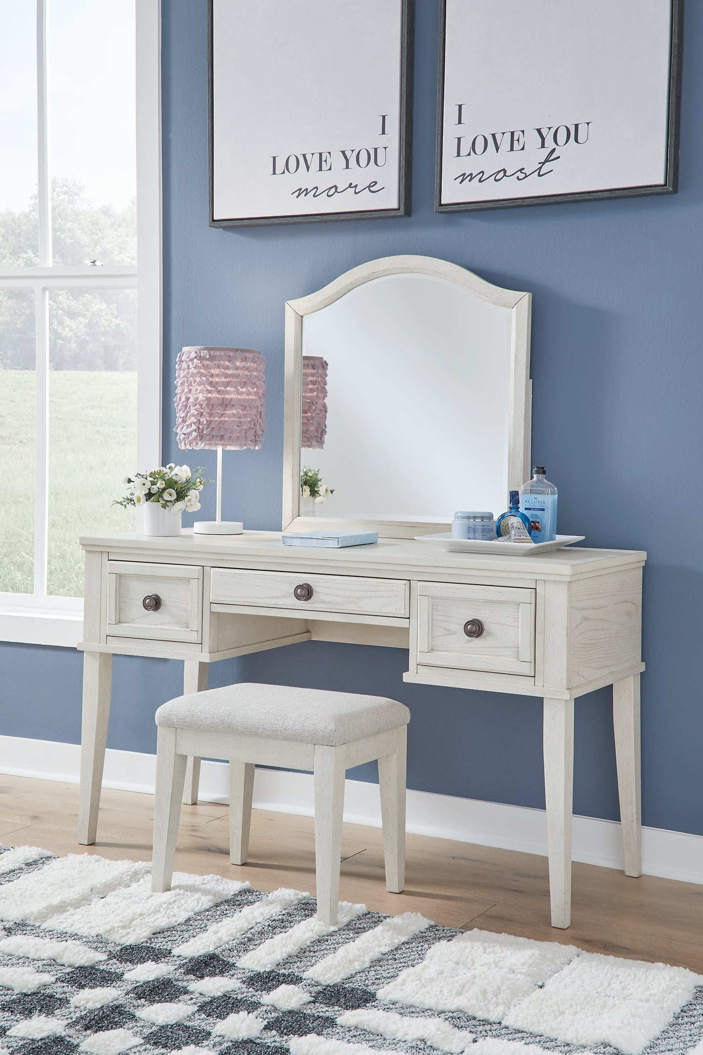 Robbinsdale Mirrored Vanity with Bench Furniture Mart -  online today or in-store at our location in Duluth, Ga. Furniture Mart Georgia. View our lowest price today. Shop Now. 