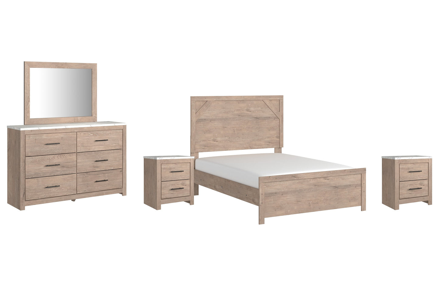 Senniberg Full Panel Bed with Mirrored Dresser and 2 Nightstands Furniture Mart -  online today or in-store at our location in Duluth, Ga. Furniture Mart Georgia. View our lowest price today. Shop Now. 