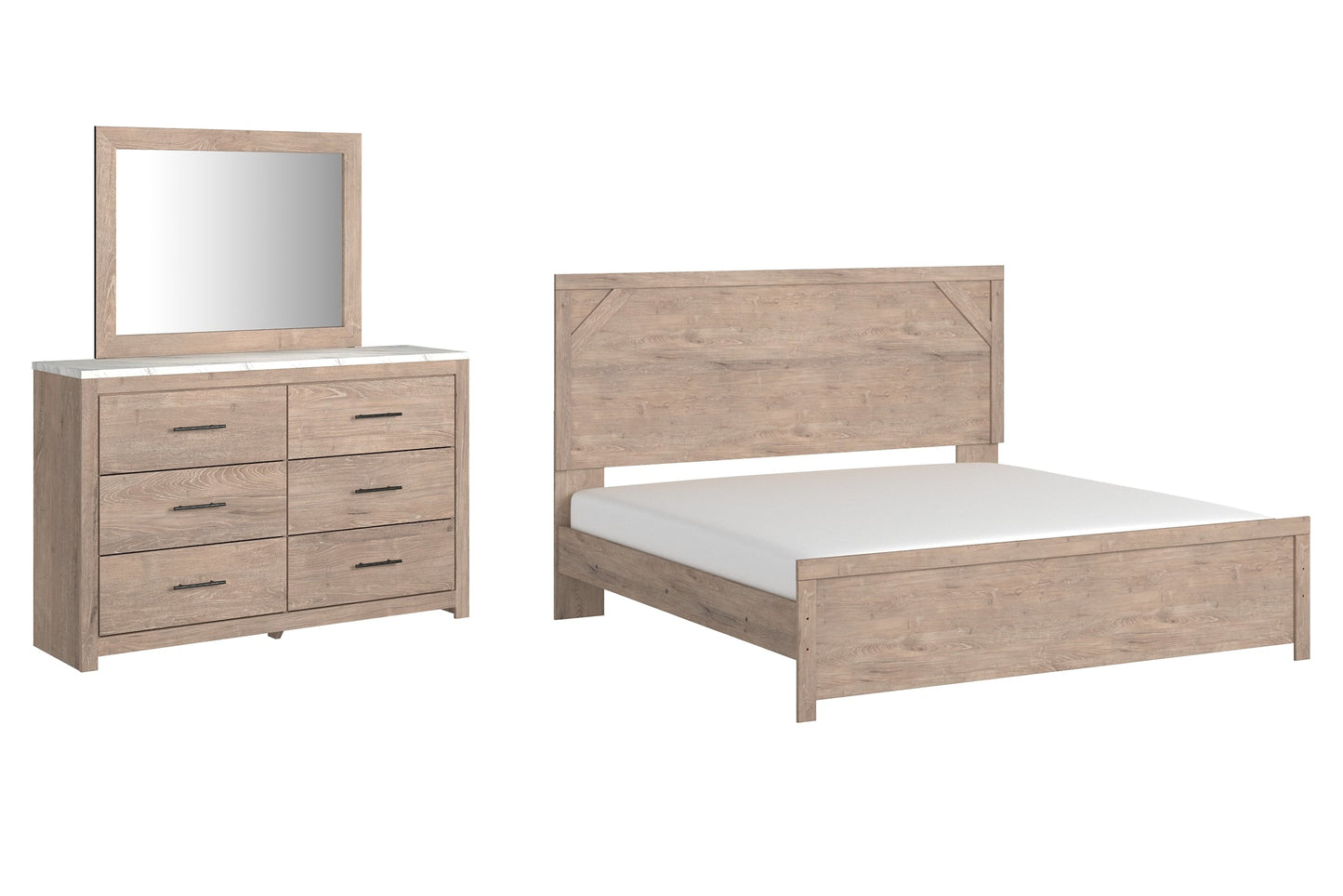 Senniberg King Panel Bed with Mirrored Dresser Furniture Mart -  online today or in-store at our location in Duluth, Ga. Furniture Mart Georgia. View our lowest price today. Shop Now. 