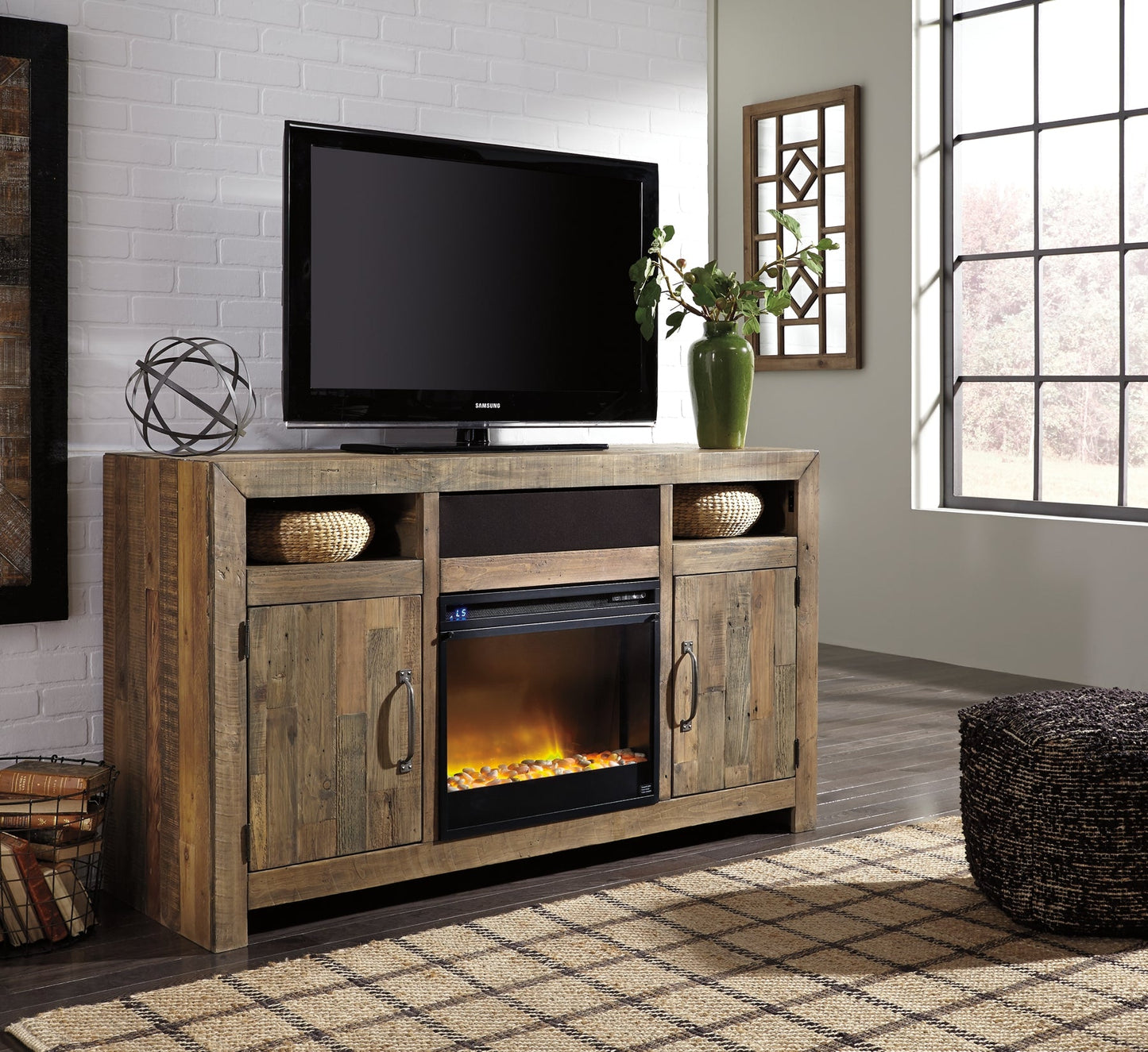 Sommerford LG TV Stand w/Fireplace Option Furniture Mart -  online today or in-store at our location in Duluth, Ga. Furniture Mart Georgia. View our lowest price today. Shop Now. 