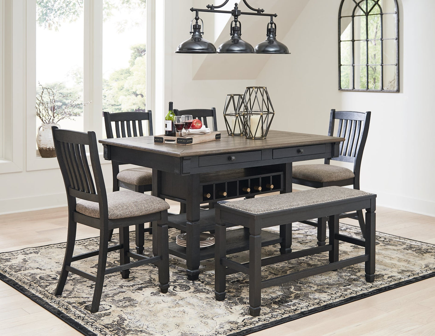 Tyler Creek Counter Height Dining Table and 4 Barstools and Bench Furniture Mart -  online today or in-store at our location in Duluth, Ga. Furniture Mart Georgia. View our lowest price today. Shop Now. 