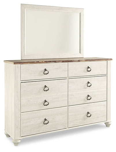 Willowton Queen Panel Bed with Mirrored Dresser, Chest and 2 Nightstands Furniture Mart -  online today or in-store at our location in Duluth, Ga. Furniture Mart Georgia. View our lowest price today. Shop Now. 