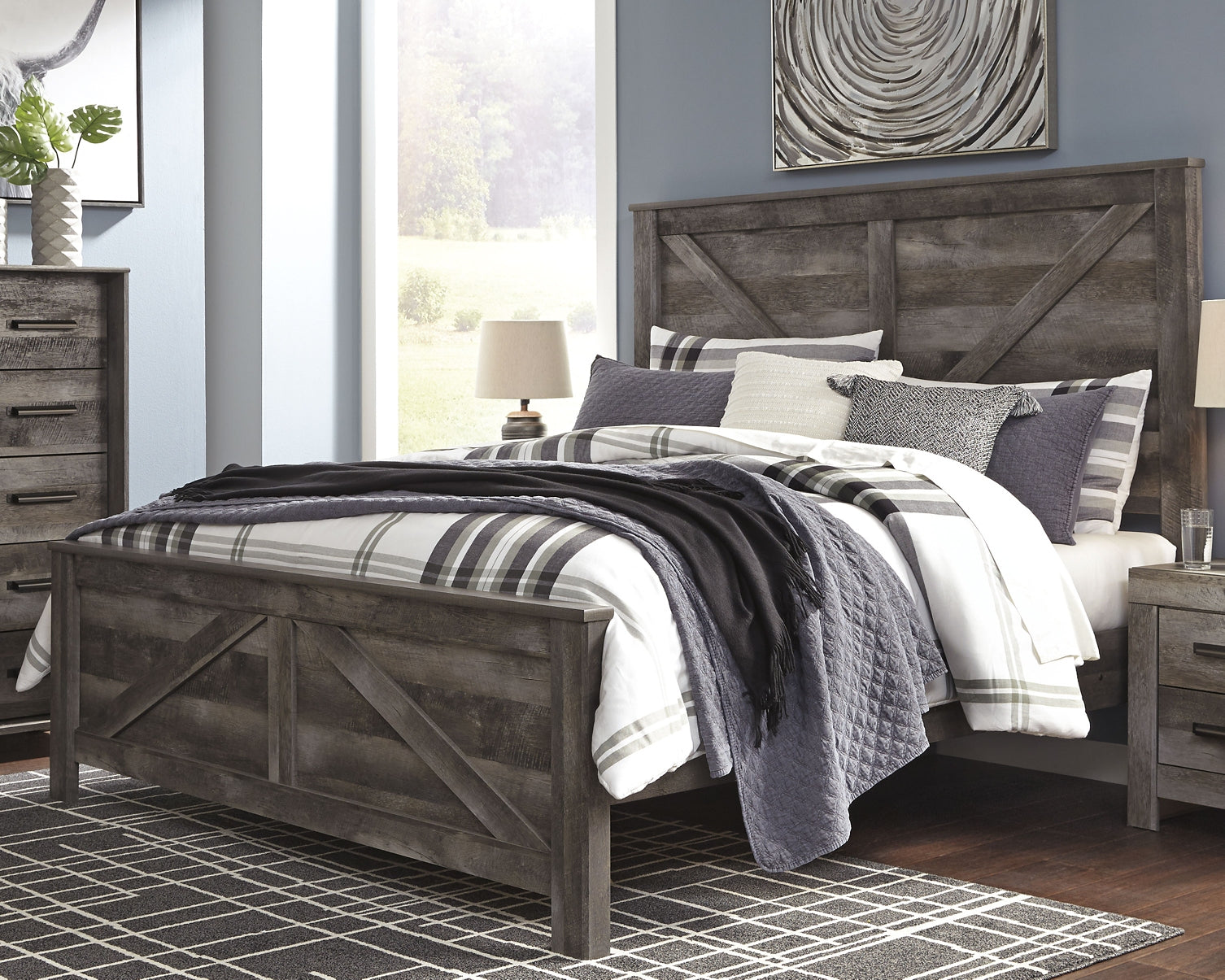 Wynnlow King Crossbuck Panel Bed with Mirrored Dresser, Chest and Nightstand Furniture Mart -  online today or in-store at our location in Duluth, Ga. Furniture Mart Georgia. View our lowest price today. Shop Now. 