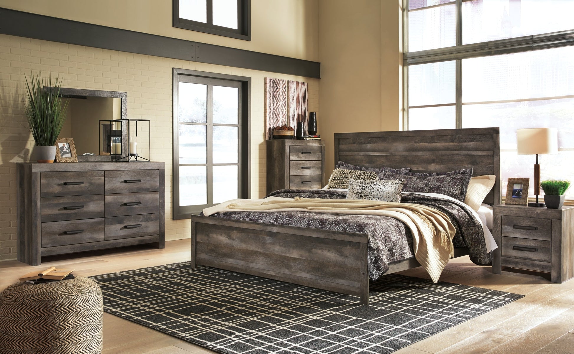 Wynnlow King Panel Bed with Mirrored Dresser and Chest Furniture Mart -  online today or in-store at our location in Duluth, Ga. Furniture Mart Georgia. View our lowest price today. Shop Now. 