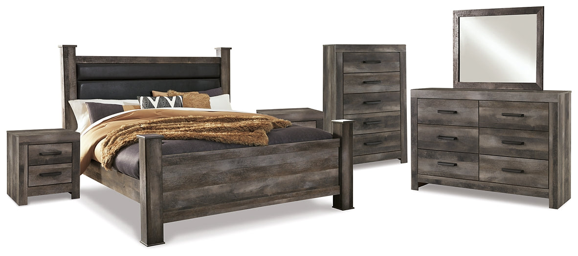 Wynnlow King Poster Bed with Mirrored Dresser, Chest and 2 Nightstands Furniture Mart -  online today or in-store at our location in Duluth, Ga. Furniture Mart Georgia. View our lowest price today. Shop Now. 
