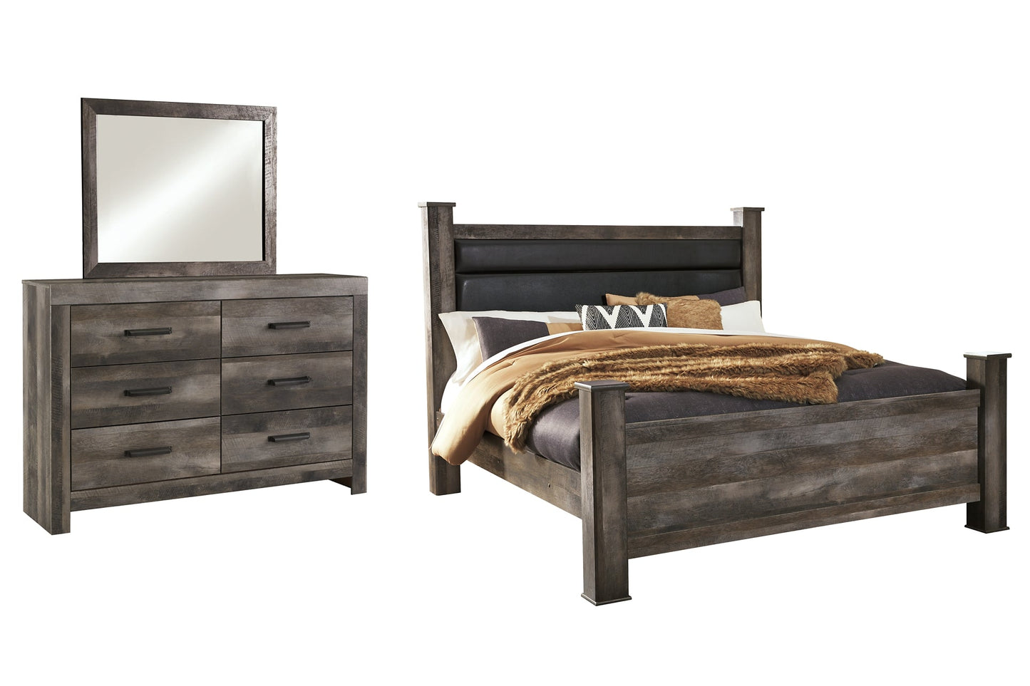 Wynnlow King Poster Bed with Mirrored Dresser Furniture Mart -  online today or in-store at our location in Duluth, Ga. Furniture Mart Georgia. View our lowest price today. Shop Now. 