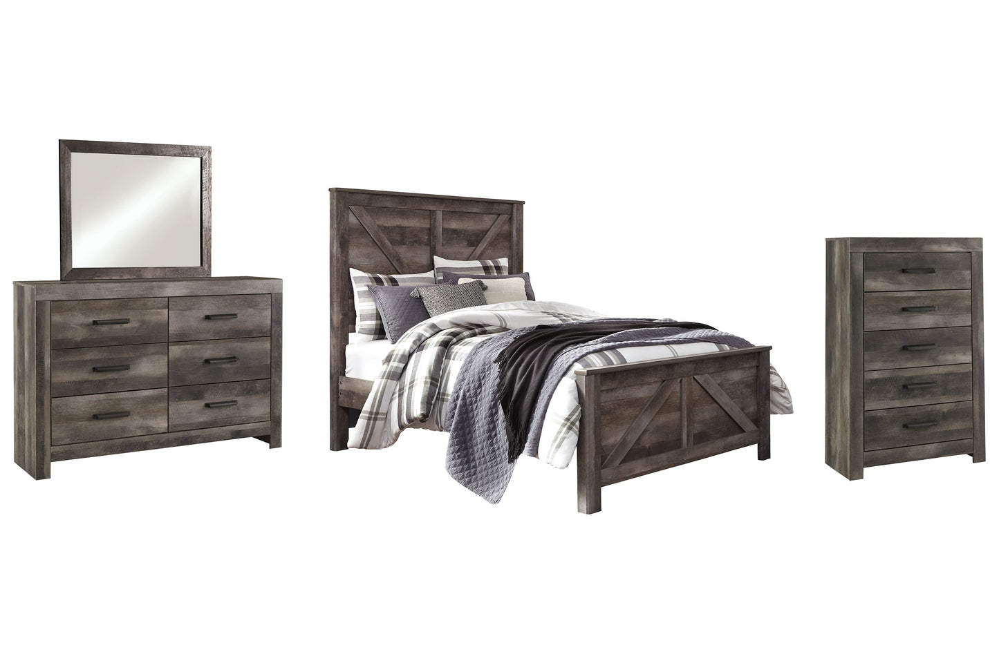 Wynnlow Queen Crossbuck Panel Bed with Mirrored Dresser and Chest Furniture Mart -  online today or in-store at our location in Duluth, Ga. Furniture Mart Georgia. View our lowest price today. Shop Now. 