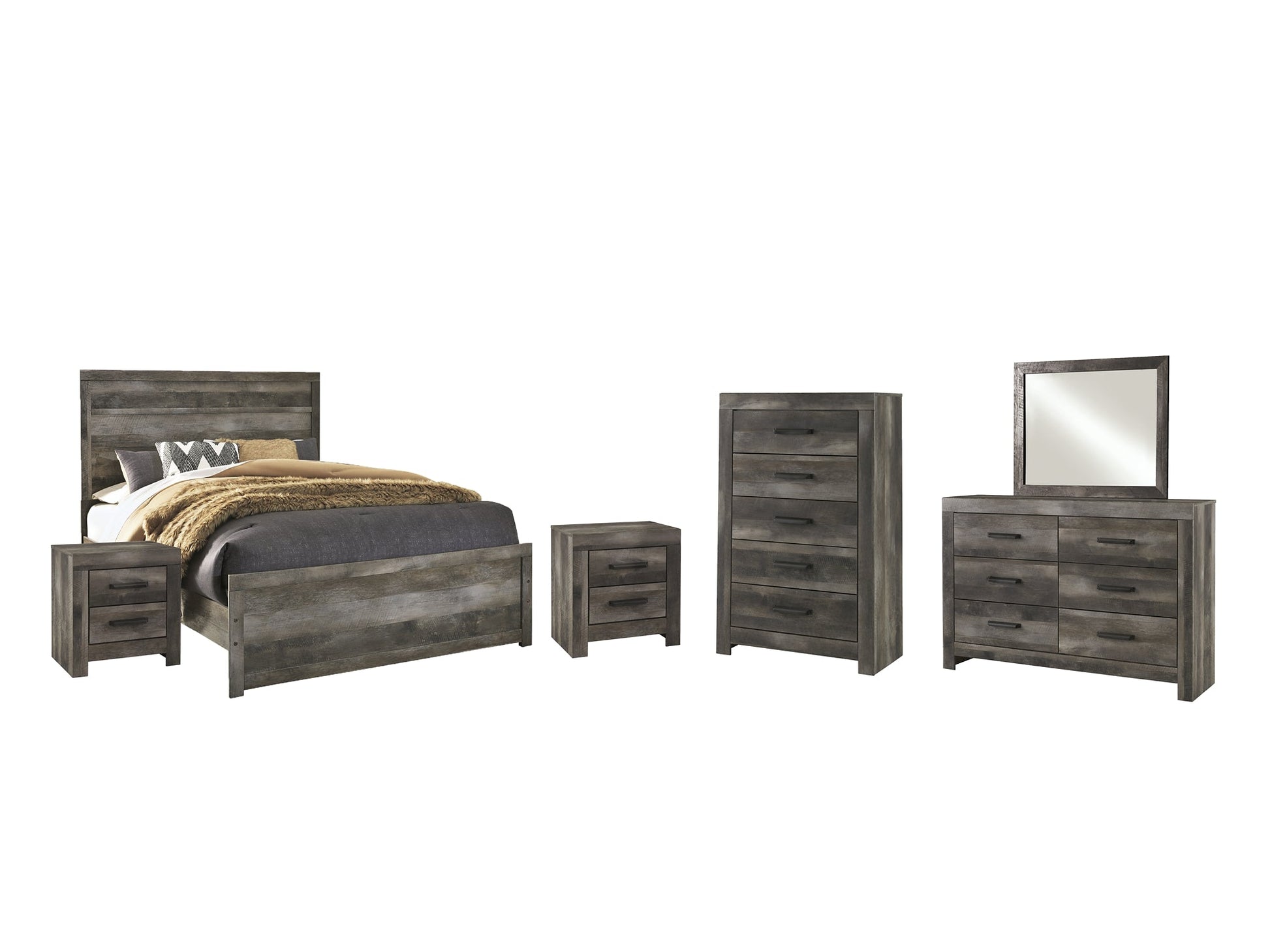 Wynnlow Queen Panel Bed with Mirrored Dresser, Chest and 2 Nightstands Furniture Mart -  online today or in-store at our location in Duluth, Ga. Furniture Mart Georgia. View our lowest price today. Shop Now. 