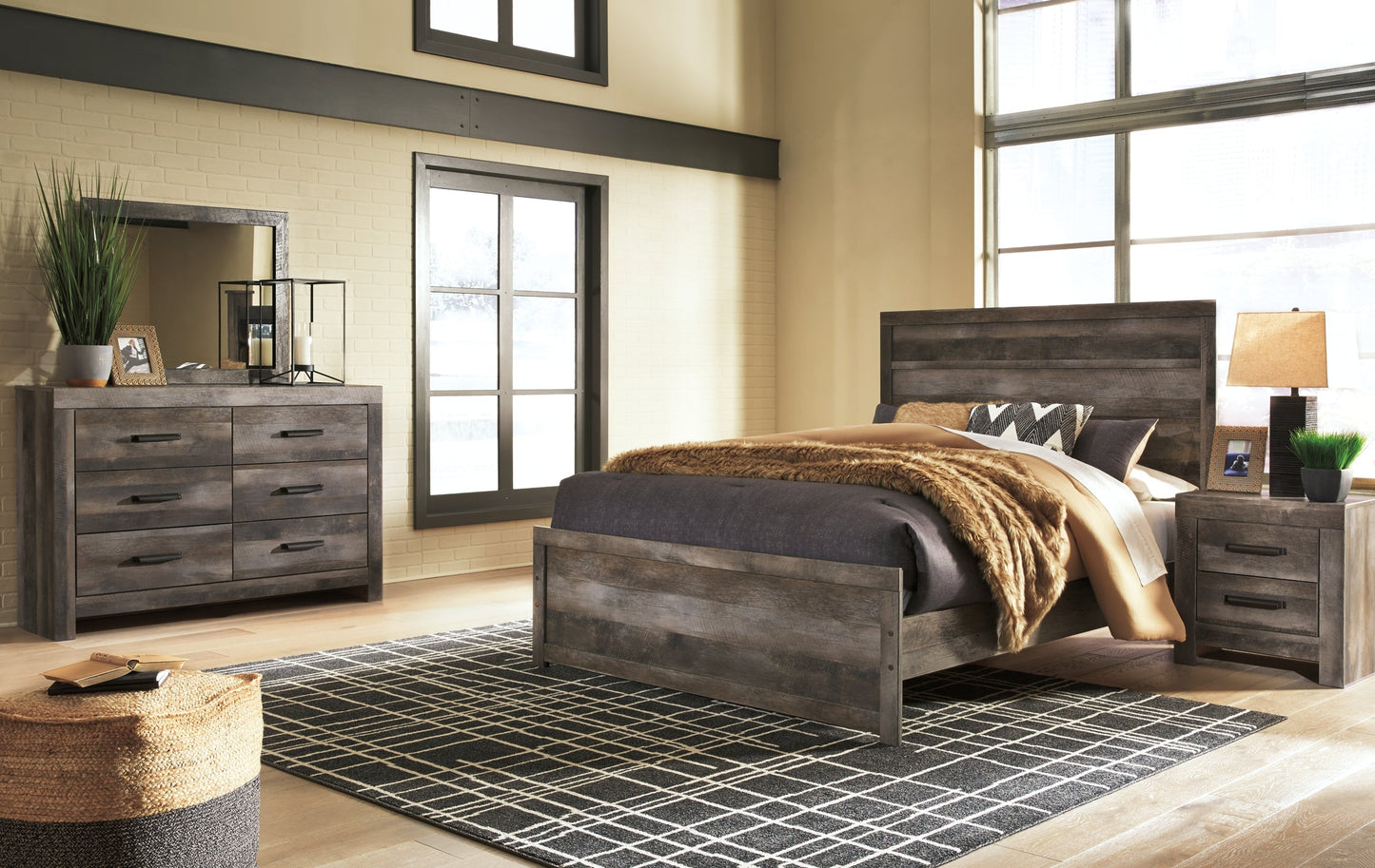 Wynnlow Queen Panel Bed with Mirrored Dresser and 2 Nightstands Furniture Mart -  online today or in-store at our location in Duluth, Ga. Furniture Mart Georgia. View our lowest price today. Shop Now. 