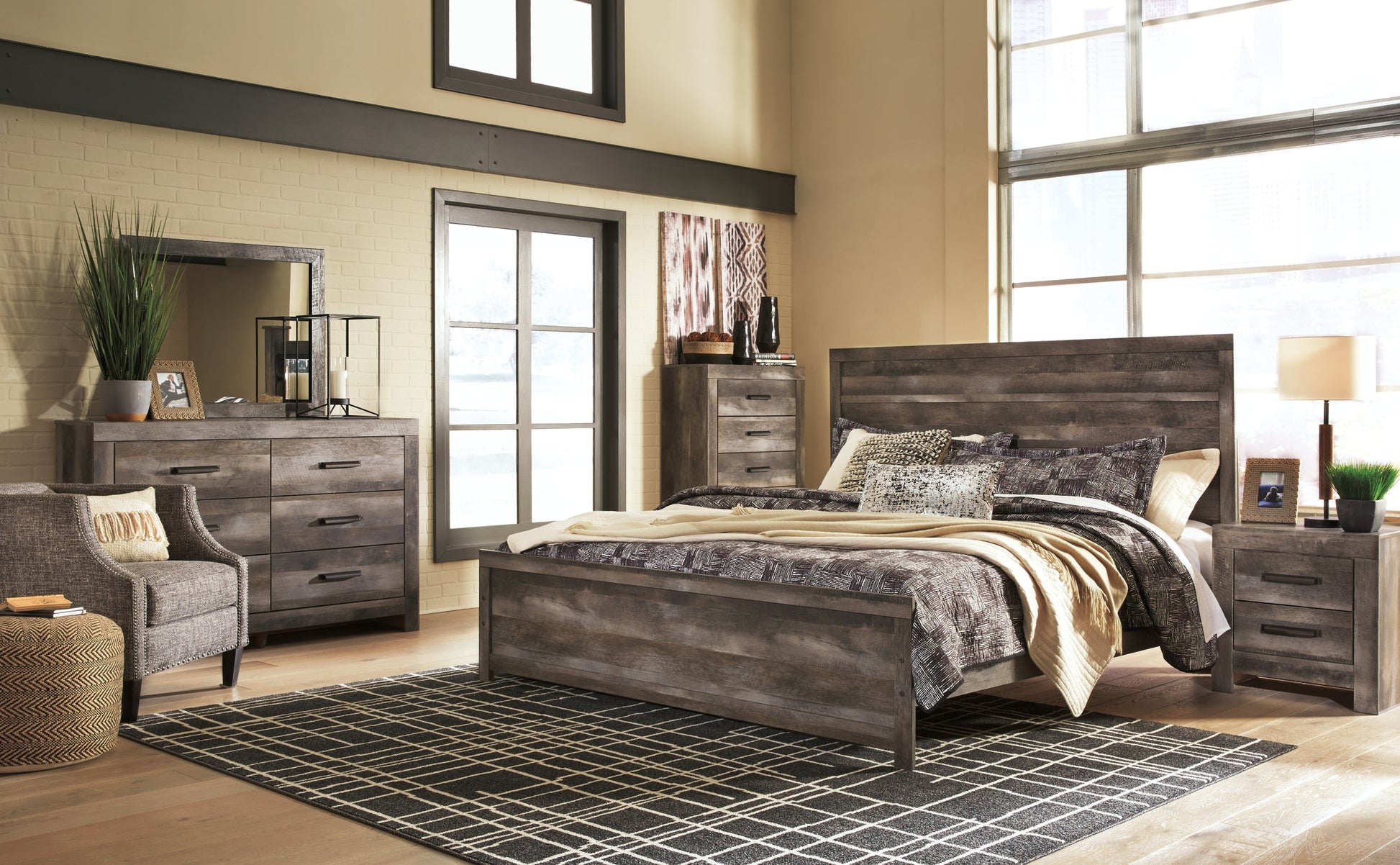Wynnlow Queen Panel Bed with Mirrored Dresser and Chest Furniture Mart -  online today or in-store at our location in Duluth, Ga. Furniture Mart Georgia. View our lowest price today. Shop Now. 