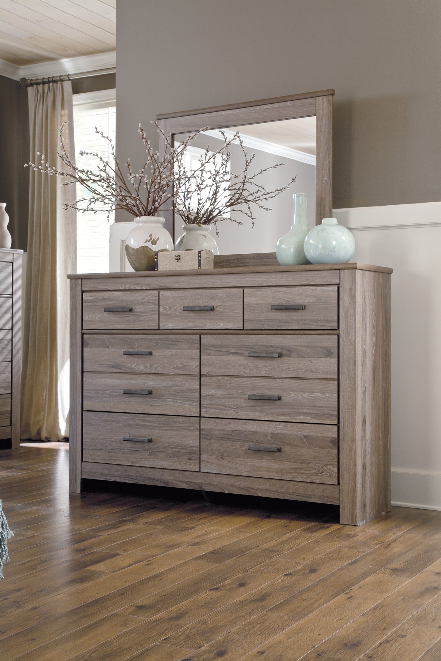 Zelen Full Panel Headboard with Mirrored Dresser, Chest and 2 Nightstands Furniture Mart -  online today or in-store at our location in Duluth, Ga. Furniture Mart Georgia. View our lowest price today. Shop Now. 