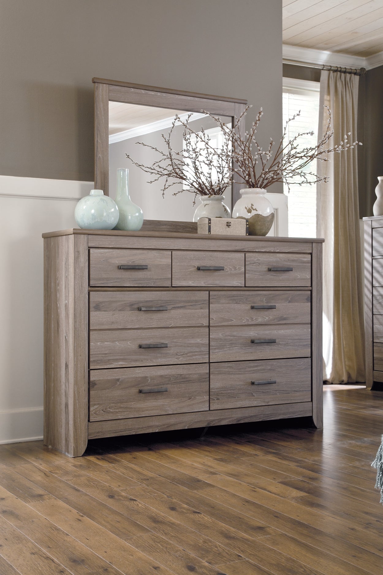 Zelen Full Panel Headboard with Mirrored Dresser Furniture Mart -  online today or in-store at our location in Duluth, Ga. Furniture Mart Georgia. View our lowest price today. Shop Now. 
