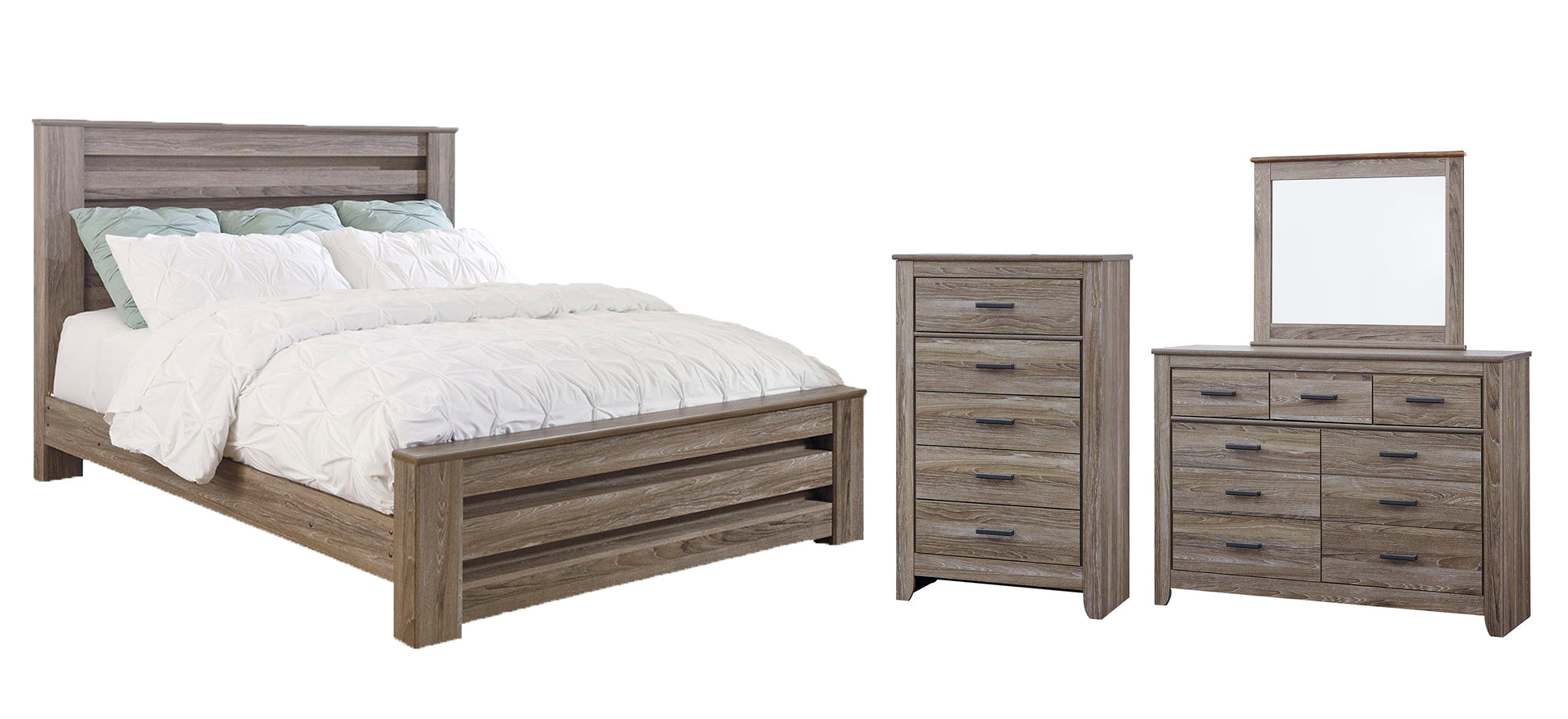 Zelen King Panel Bed with Mirrored Dresser, Chest and Nightstand Furniture Mart -  online today or in-store at our location in Duluth, Ga. Furniture Mart Georgia. View our lowest price today. Shop Now. 