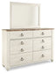 Willowton Queen Panel Bed with Mirrored Dresser and 2 Nightstands
