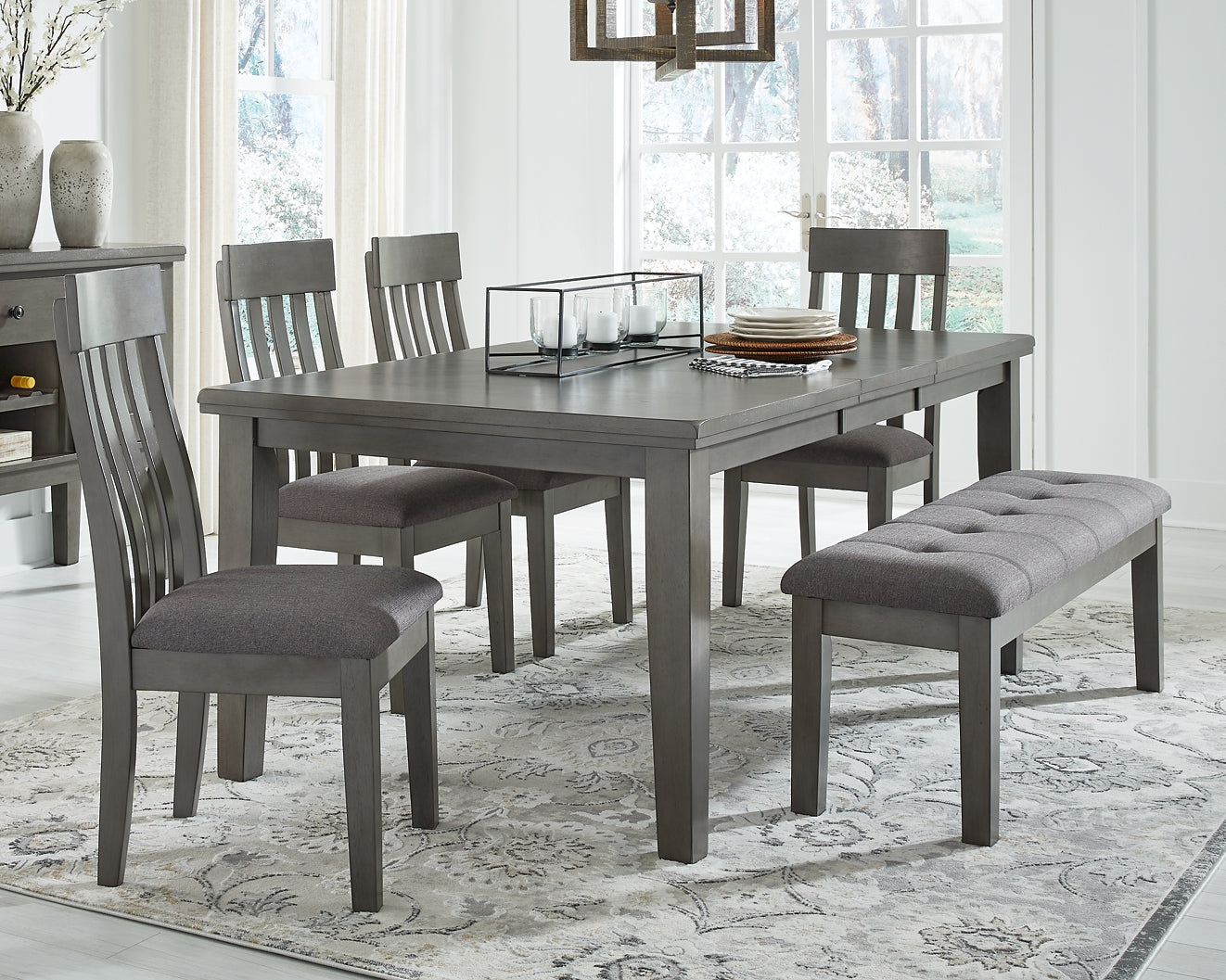 Hallanden Dining Table and 4 Chairs and Bench Furniture Mart -  online today or in-store at our location in Duluth, Ga. Furniture Mart Georgia. View our lowest price today. Shop Now. 