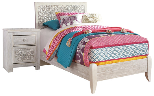 Paxberry Twin Panel Bed with Nightstand