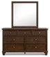 Danabrin California King Panel Bed with Mirrored Dresser and Nightstand