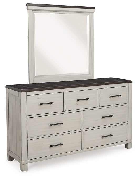 Darborn King Panel Bed with Mirrored Dresser and Nightstand
