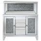 Yvaine 2-door Mirrored Wine Cabinet with Faux Crystal Inlay Silver