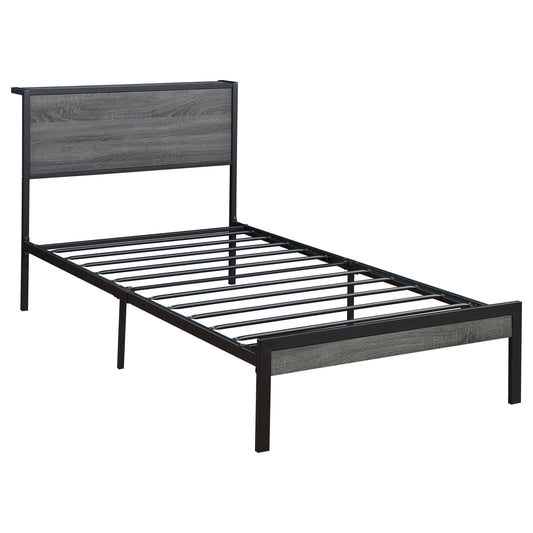 Ricky Twin Platform Bed Grey and Black