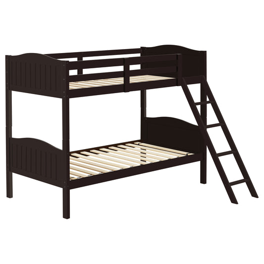 Arlo Twin Over Twin Bunk Bed with Ladder Espresso