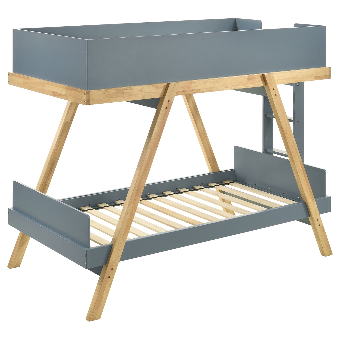 Frankie Wood Twin Over Twin Bunk Bed Blue and Natural