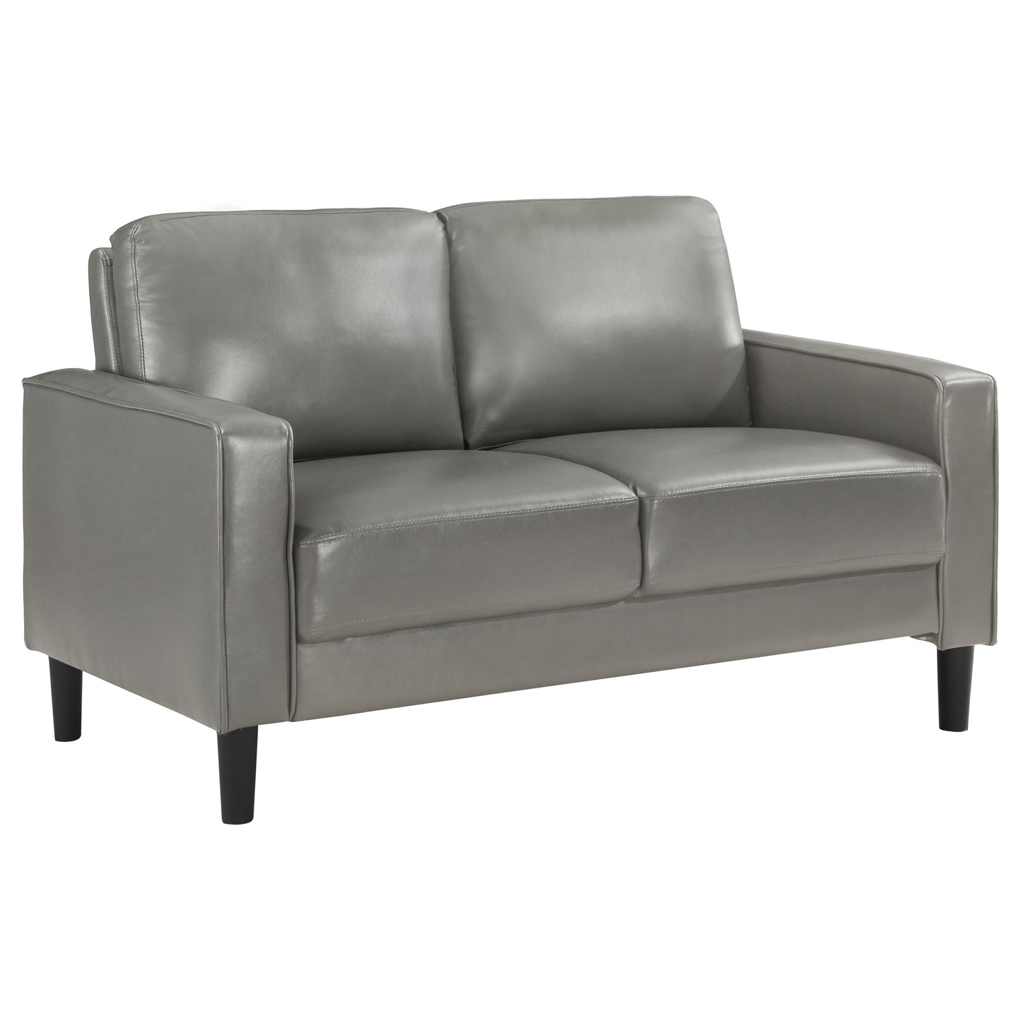 Ruth Upholstered Track Arm Faux Leather Loveseat Grey