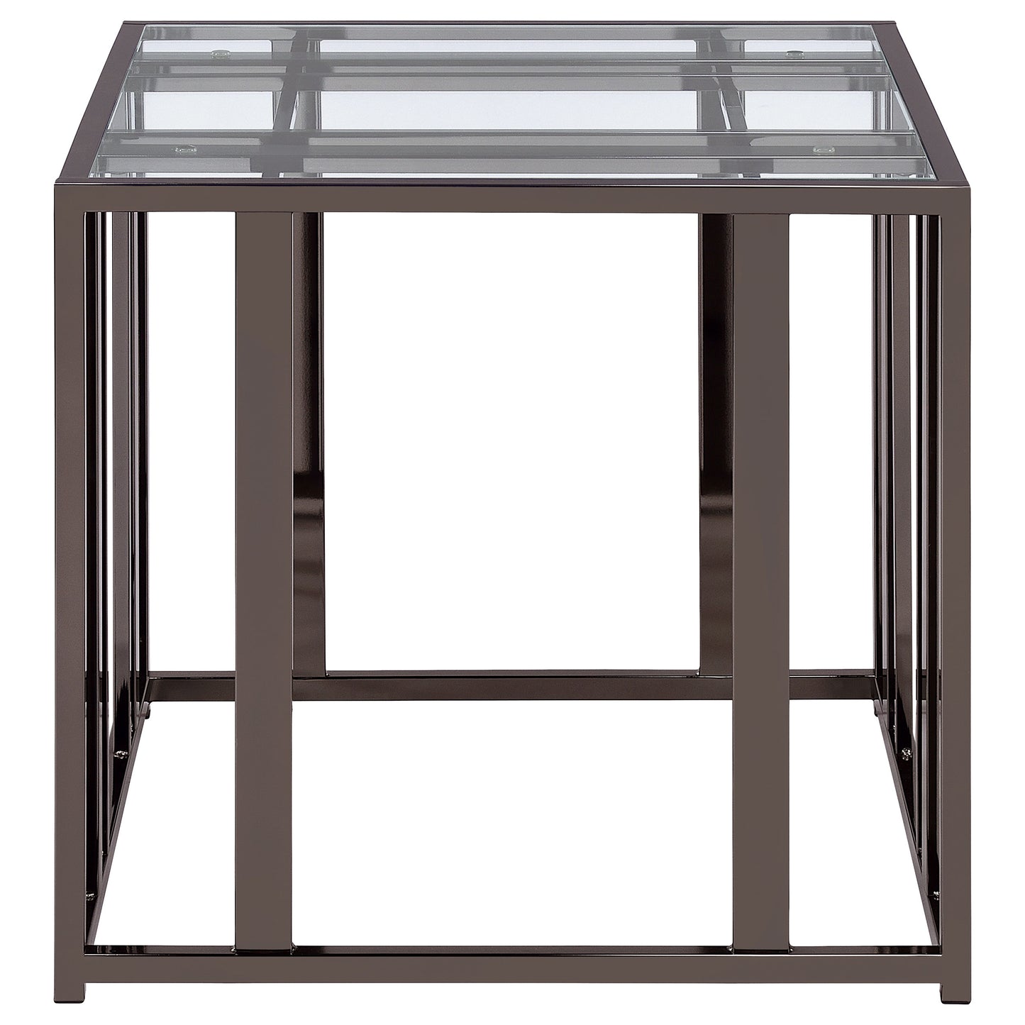 Adri Rectangular Glass Top End Table Clear and Black Nickel