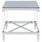Lindley Square End Table with Acrylic Legs and Tempered Mirror Top Chrome