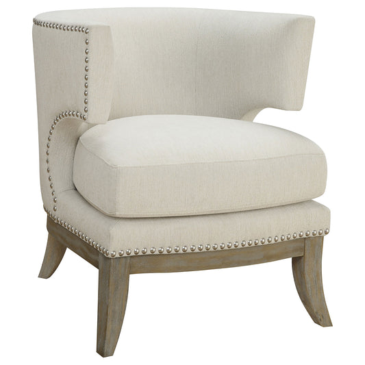 Jordan Dominic Barrel Back Accent Chair White and Weathered Grey